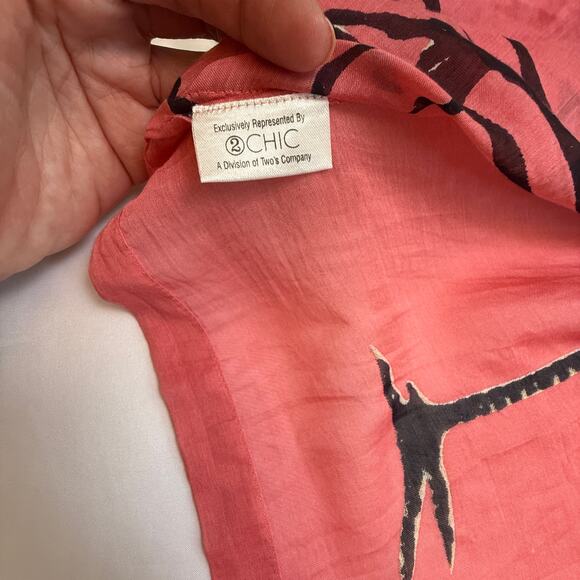 One Hundred Stars Crane Print Kimono Robe Coral Pink Modal Blend OS - Picture 12 of 16